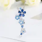 Conjunto de joyería Vintage elegante para mujer, collar de flores con incrustaciones, gargantilla azul, pulsera de boda nupcial, regalo de fiesta, 2 uds. 4
