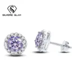 Pendiente brillante de plata de ley S925, 1*2CT, Color D, moissanita, pendientes clásicos para Piercing para mujer, joyería fina para fiesta de boda 1