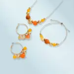 Conjunto de Joyería de Cuentas Coloridas, Collar de Cadena de Bolas Dorada Ajustable, Pulsera, Pendientes de Aro con Cuentas, Estilo Minimalista, Verano, Playa 4