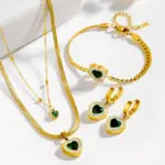 Juego de Joyería Vintage Elegante de 4 Piezas para Mujer, Collar de Doble Capa con Cristales Brillantes, Gargantilla, Aretes para Novia, Boda, Fiesta 1