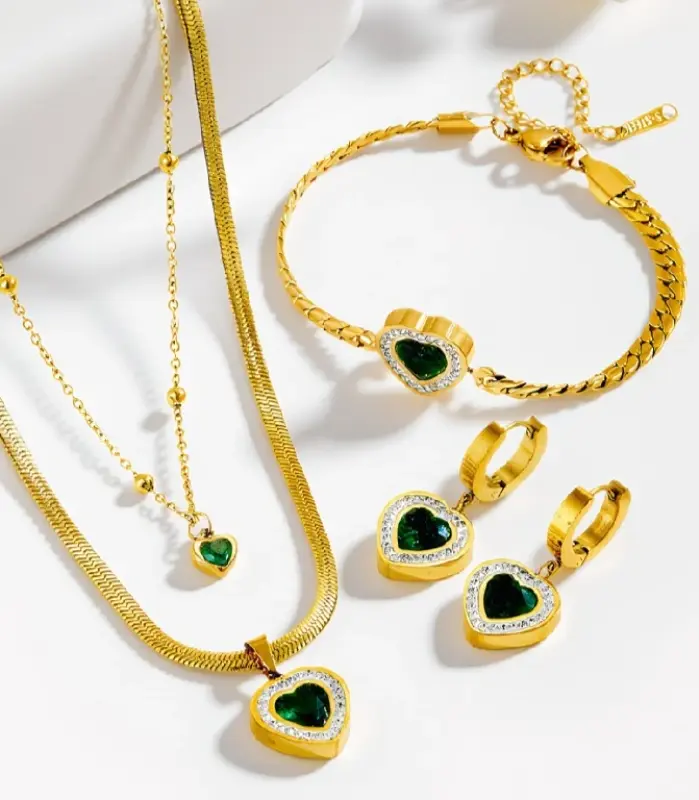 Juego de Joyería Vintage Elegante de 4 Piezas para Mujer, Collar de Doble Capa con Cristales Brillantes, Gargantilla, Aretes para Novia, Boda, Fiesta 1