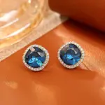Juego de Joyería Vintage Elegante de 3 Piezas para Mujer, Collar con Cristales Azules, Gargantilla Brillante, Aretes de Cristal para Novia, Boda, Fiesta 3