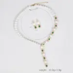 Juego de Joyería Vintage Elegante de 3 Piezas para Mujer, Collar de Perlas de Lujo, Gargantilla de Cristal Brillante, Aretes de Novia para Boda, Fiesta 6