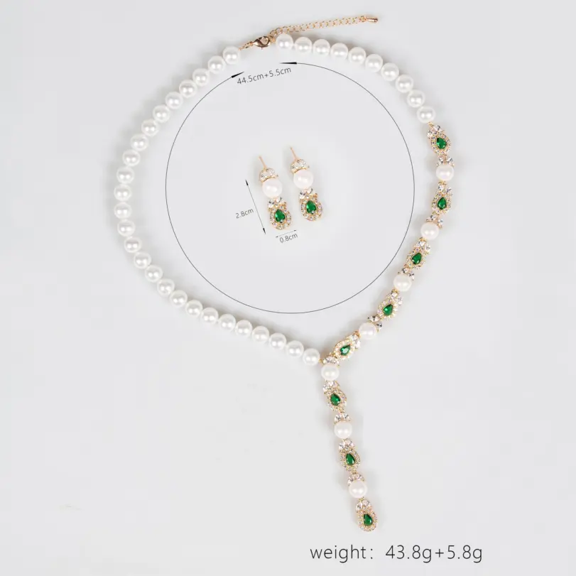 Juego de Joyería Vintage Elegante de 3 Piezas para Mujer, Collar de Perlas de Lujo, Gargantilla de Cristal Brillante, Aretes de Novia para Boda, Fiesta 6
