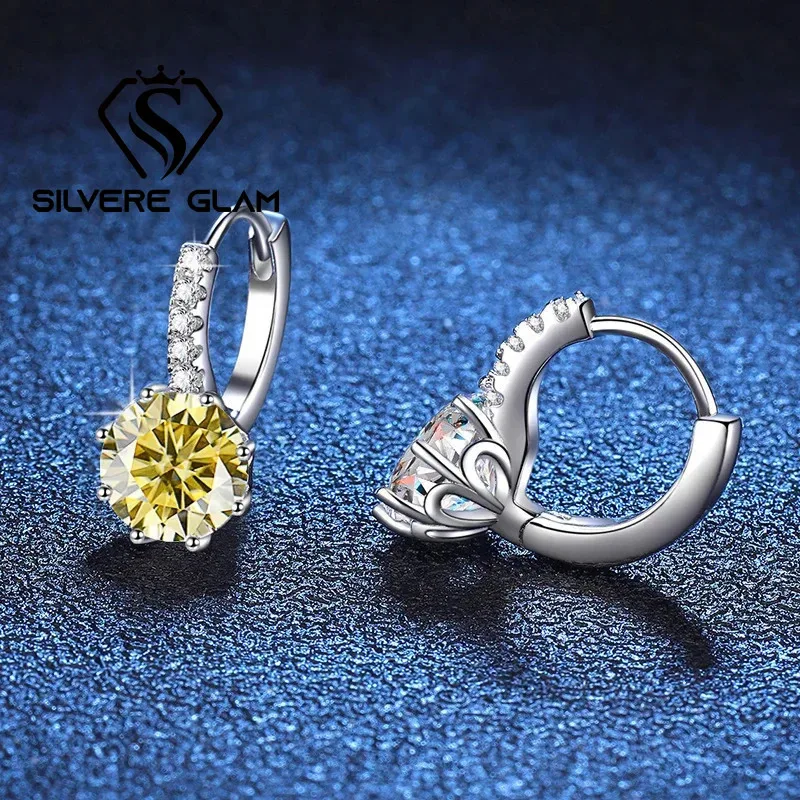 Pendientes de moissanita de Color, pendientes de aro para mujer, diamante de laboratorio, Plata de Ley 925, joyería fina brillante para boda, venta al por mayor 1 Pendientes de moissanita de Color, pendientes de aro para mujer, diamante de laboratorio, Plata de Ley 925, joyería fina brillante para boda, venta al por mayor 1