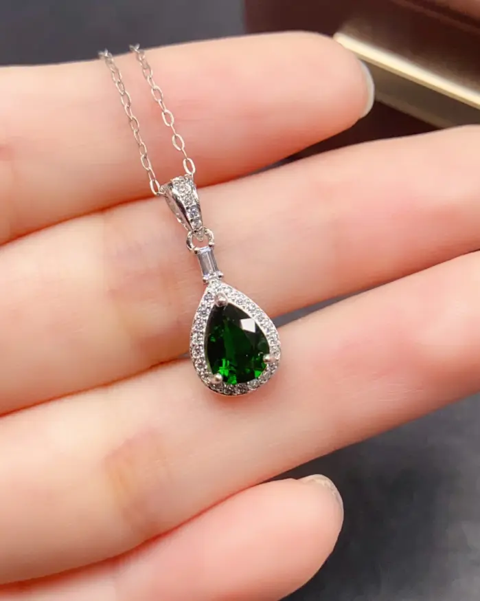 Collar de Moissanita TY 1CT, Cadena con Colgante de Plata de Ley S925, Zirconia Cúbica D VVS1, Joyería Fina para Mujer, Diseño de Gota de Agua 2