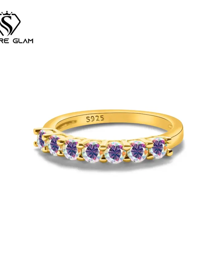 Anillo Simple redondo clásico de Plata de Ley 925 0,1 CT * 7 D Color Moissanite joyería fina anillo de mujer para boda regalo del Día de San Valentín 1