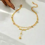 DIEYURO-tobillera de acero inoxidable 316L, cadena de pie, joyería glamurosa, circón redondo, doble capa, corazón, mamá dorada, regalo de vacaciones 3