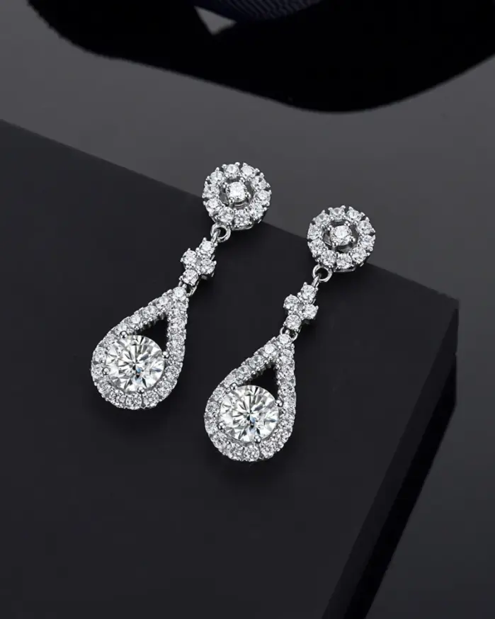 Pendientes TY de Plata de Ley 925 con moissanita para mujer, 1 CT D VVS1, circonita moissanita, pendientes colgantes multicolores, joyería de lujo 2