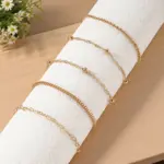 Conjunto de joyería Retro elegante para mujer, cadena de amor con cuentas redondas, uso diario dorado, pulsera de boda nupcial, regalo de fiesta, 5 uds. 1
