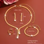 Conjunto de joyería Vintage elegante para mujer, collar con estilo de cadena de garra exquisita, Gargantilla dorada, pulsera de boda nupcial, regalo de fiesta, 5 uds. 6