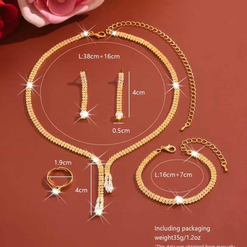 Conjunto de joyería Vintage elegante para mujer, collar con estilo de cadena de garra exquisita, Gargantilla dorada, pulsera de boda nupcial, regalo de fiesta, 5 uds. 6