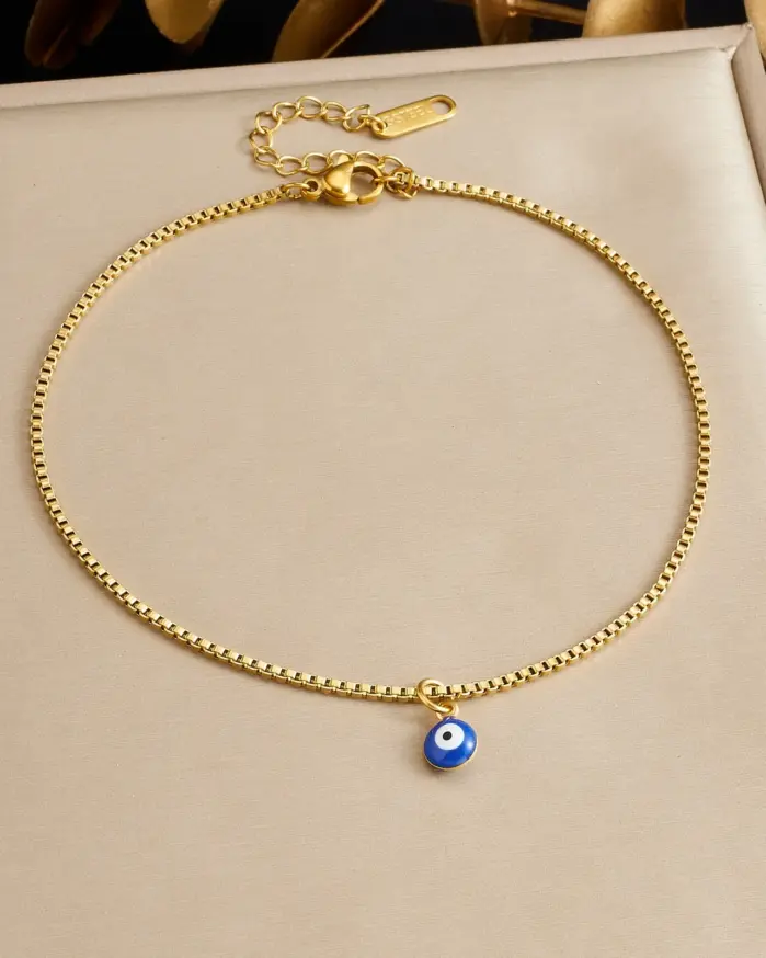 DIEYURO Tobilleras de Acero Inoxidable 316L con Amuleto de Ojo Turco Azul de la Suerte, Nuevas Cadenas para el Pie para Mujer, Joyería Glamorosa Antioxidante 1