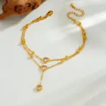 DIEYURO Tobilleras de Acero Inoxidable 316L con Colgante de Corazón Redondo Dorado e Incrustaciones de Circonio, Nuevas Cadenas para Pies para Mujer, Joyería Glamorosa Antioxidante 3