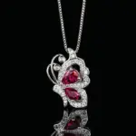Conjunto de joyería Vintage elegante para mujer, collar de mariposa de rubí, gargantilla de cristal brillante, pendientes de boda para fiesta, 3 uds. 3