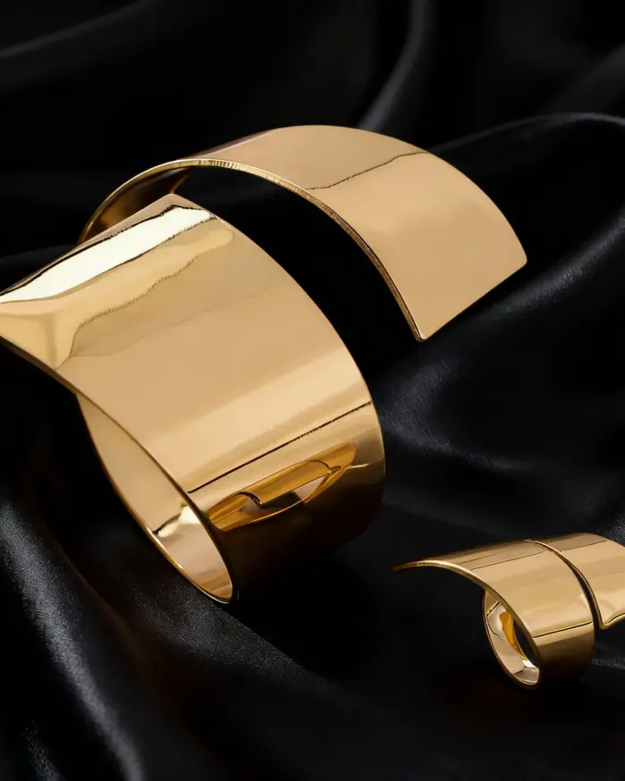 Brazalete con apertura geométrica de gran tamaño para mujer, elegante y audaz, anillo dorado, pulsera de cara ancha, regalo de fiesta a la moda, 2 uds. 2