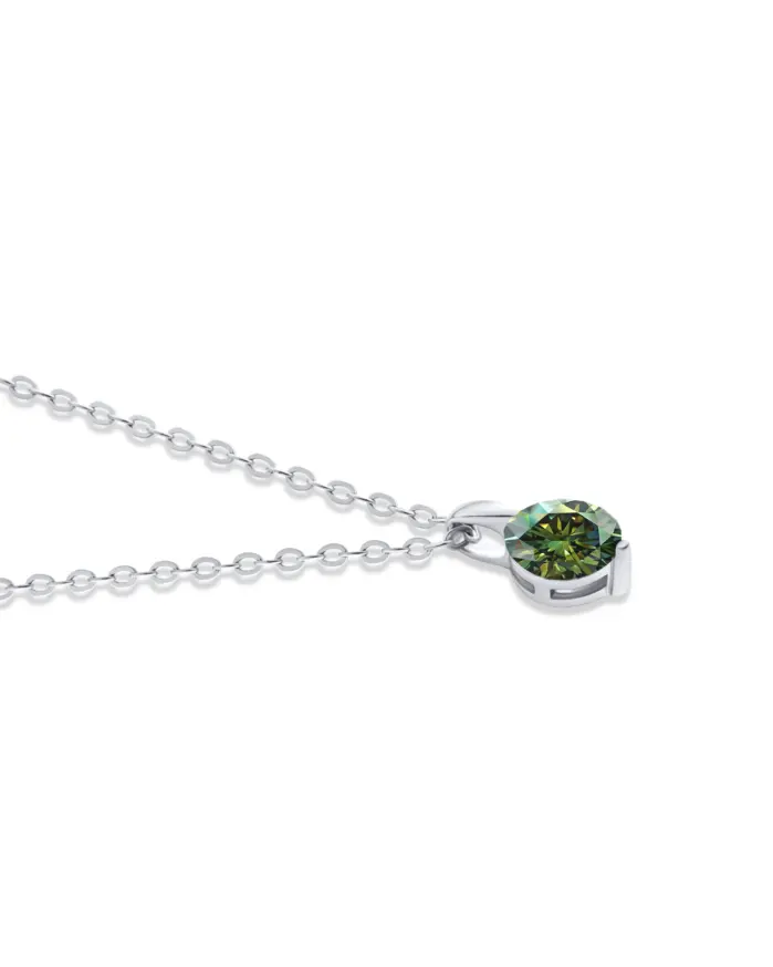Collar de plata de ley S925 de 1 quilate, collar redondo de moissanita de Color D para mujer, accesorio diario para fiesta de aniversario de boda 1