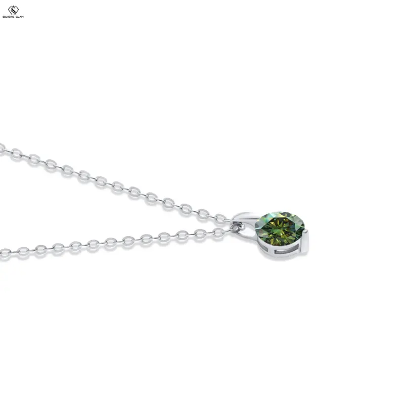 Collar de plata de ley S925 de 1 quilate, collar redondo de moissanita de Color D para mujer, accesorio diario para fiesta de aniversario de boda 1
