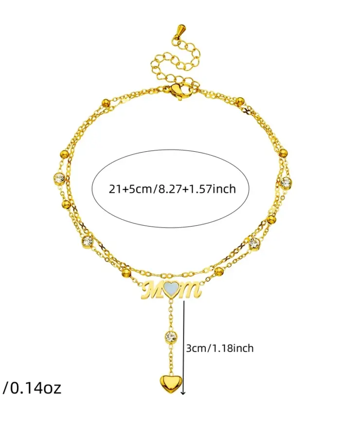 DIEYURO-tobillera de acero inoxidable 316L, cadena de pie, joyería glamurosa, circón redondo, doble capa, corazón, mamá dorada, regalo de vacaciones 2