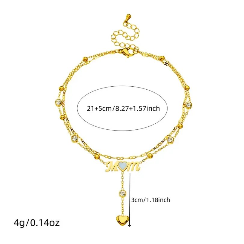 DIEYURO-tobillera de acero inoxidable 316L, cadena de pie, joyería glamurosa, circón redondo, doble capa, corazón, mamá dorada, regalo de vacaciones 2