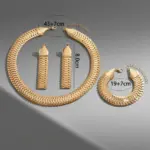 Juego de Joyería Vintage Elegante de 4 Piezas para Mujer, Collar con Forma de Espina de Serpiente, Gargantilla de Metal Clásica, Aretes para Uso Diario Informal, Regalo 6