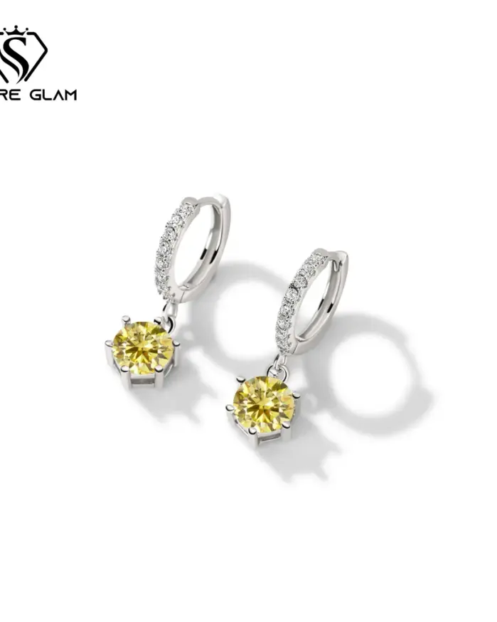 Pendientes circulares de Plata de Ley 925 con moissanita de Color 1CT x 2 D, joyería fina Simple para mujer, pendientes para regalo, fiesta de boda 1