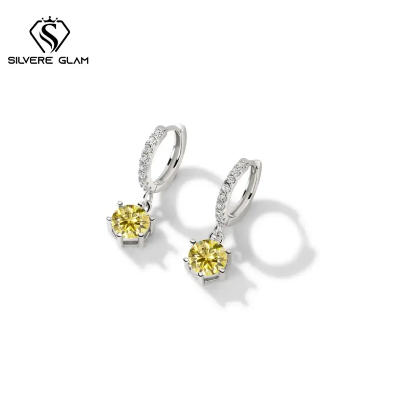 Pendientes circulares de Plata de Ley 925 con moissanita de Color 1CT x 2 D, joyería fina Simple para mujer, pendientes para regalo, fiesta de boda 1 Pendientes circulares de Plata de Ley 925 con moissanita de Color 1CT x 2 D, joyería fina Simple para mujer, pendientes para regalo, fiesta de boda 1