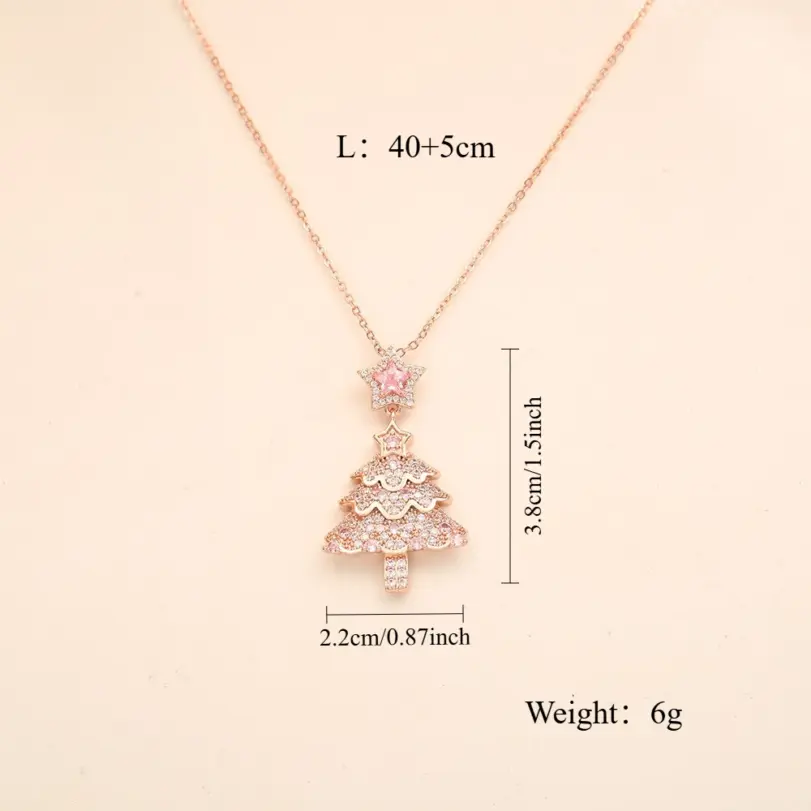 Juego de Joyería Vintage Elegante de 3 Piezas para Mujer, Collar con Árbol de Navidad Colorido, Gargantilla de Cristal Brillante, Aretes de Novia para Boda, Fiesta 6