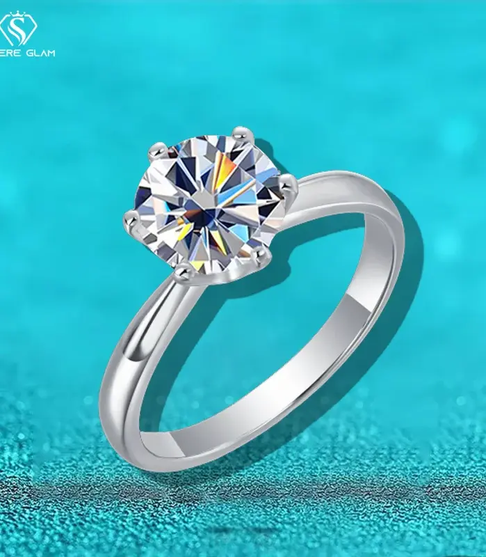 TY 1Carat D VVS1 Moissanite 925 anillo de plata esterlina para mujeres y hombres con certificado joyería fina anillo de boda piedra preciosa de laboratorio 1