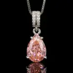 Conjunto de joyería Vintage elegante para mujer, collar con forma de gota de gema rosa, gargantilla de cristal brillante, pendientes de boda para fiesta, 4 Uds. 3