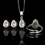 Conjunto de joyería Vintage elegante para mujer, collar con forma de gota de gema rosa, gargantilla de cristal brillante, pendientes de boda para fiesta, 4 Uds. 5