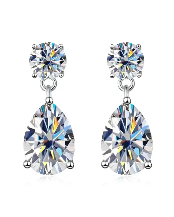 Pendientes de Plata de Ley 925 con Moissanita TY, Pendientes de Botón de 3CT/4CT en Oro Blanco o Oro Amarillo 1