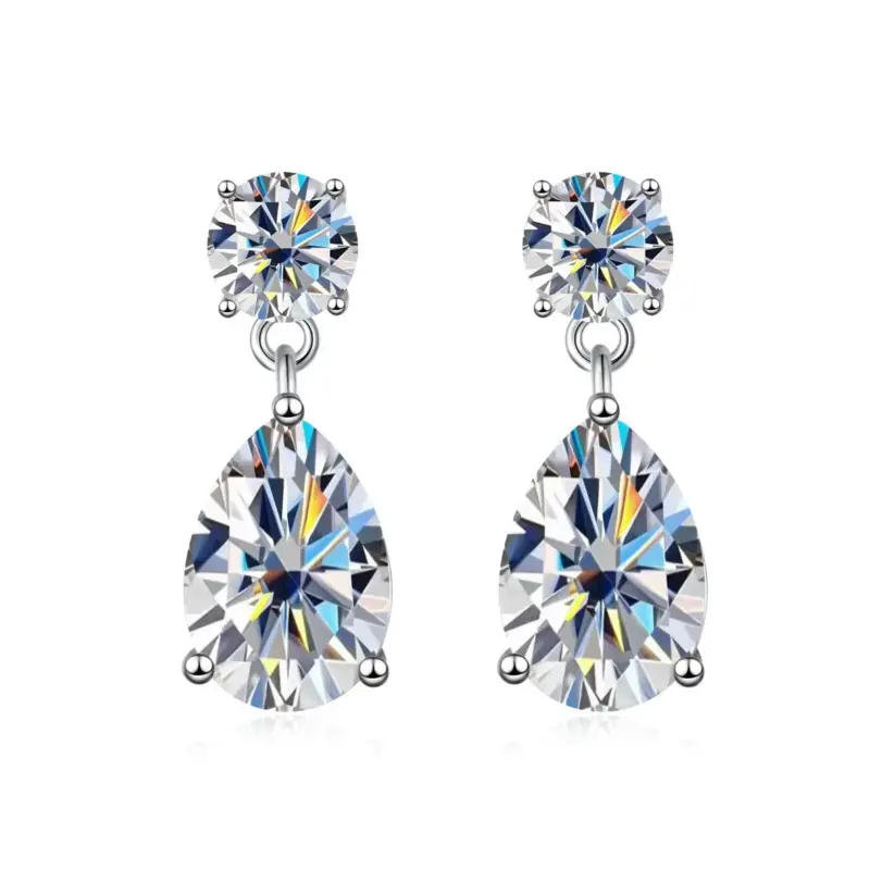 Pendientes de Plata de Ley 925 con Moissanita TY, Pendientes de Botón de 3CT/4CT en Oro Blanco o Oro Amarillo 1 Pendientes de Plata de Ley 925 con Moissanita TY, Pendientes de Botón de 3CT/4CT en Oro Blanco o Oro Amarillo 1