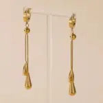 Juego de 3 piezas: collar y pendientes ajustables de acero inoxidable 316L, nuevo modelo de joyería de moda en color dorado para mujer, ideal como regalo para fiestas. 3