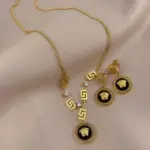 Conjunto de joyería Vintage elegante para mujer, collar de Avatar de persona negra, gargantilla de cristal brillante, pendientes de boda para fiesta, 3 uds. 2
