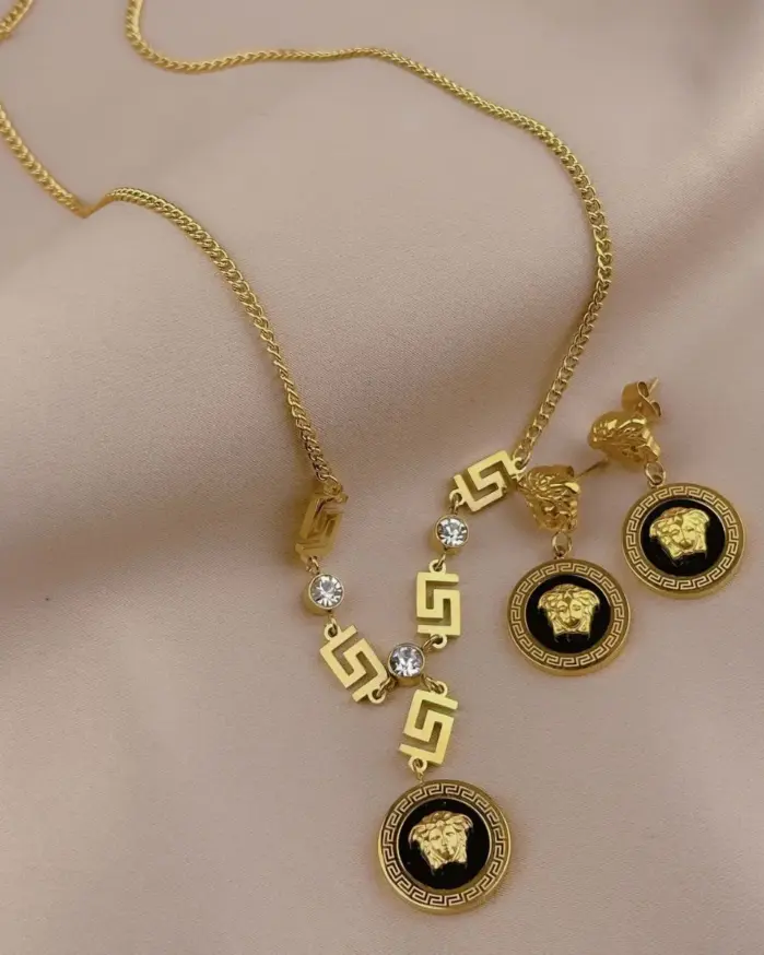 Conjunto de joyería Vintage elegante para mujer, collar de Avatar de persona negra, gargantilla de cristal brillante, pendientes de boda para fiesta, 3 uds. 2