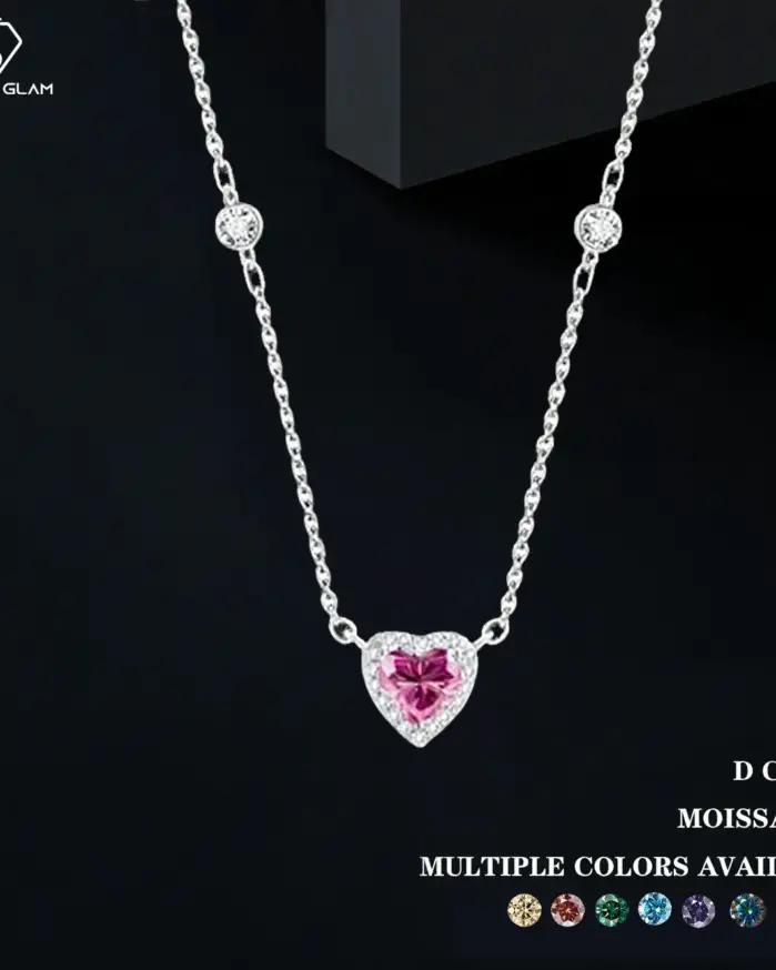 TY 0.8CT Moissanite-collar de plata de ley 925 para mujer, colgante de corazón, Color D, joyería fina brillante, diamante de laboratorio 1