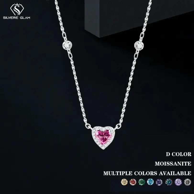 TY 0.8CT Moissanite-collar de plata de ley 925 para mujer, colgante de corazón, Color D, joyería fina brillante, diamante de laboratorio 1 TY 0.8CT Moissanite-collar de plata de ley 925 para mujer, colgante de corazón, Color D, joyería fina brillante, diamante de laboratorio 1