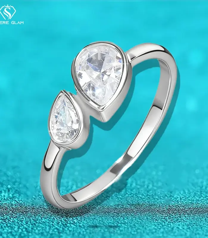 Anillos solitarios de moissanita auténtica con certificado TY de 1,35 quilates para mujer, Plata de Ley 925 chapada en 18K, anillo de cola femenina Daimond de laboratorio 1