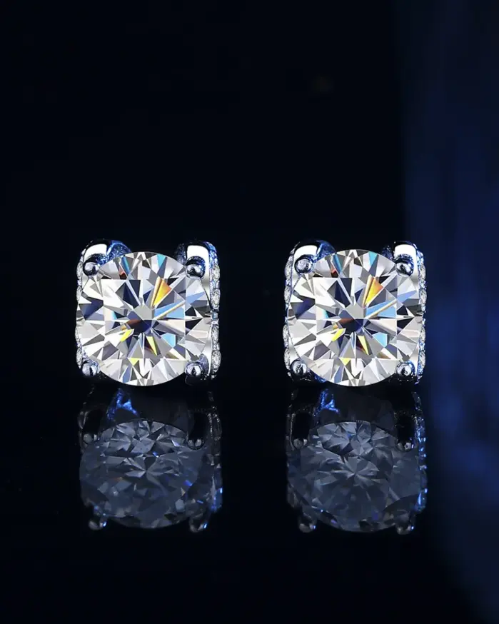 TY 1CT Moissanite 925 pendientes tipo botón de plata fina pendientes de corazón Multicolor D Color joyería fina regalo de fiesta de boda diamante de laboratorio 2