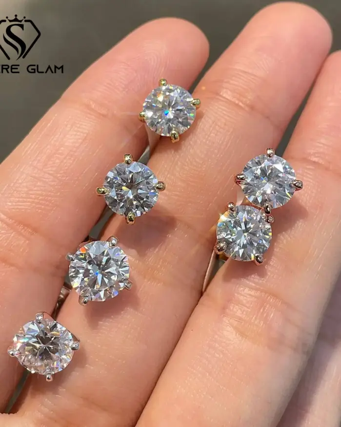 Pendientes brillantes TY Moissanite para mujer Plata de Ley 925 auténtica pendientes simples Color D con certificado regalo de joyería fina 1