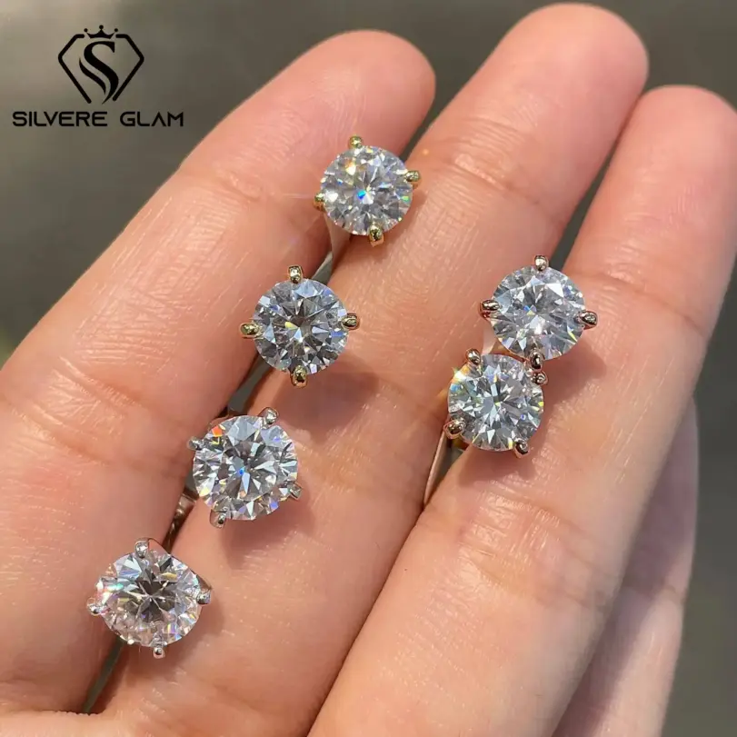 Pendientes brillantes TY Moissanite para mujer Plata de Ley 925 auténtica pendientes simples Color D con certificado regalo de joyería fina 1 Pendientes brillantes TY Moissanite para mujer Plata de Ley 925 auténtica pendientes simples Color D con certificado regalo de joyería fina 1