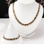 Conjunto de collar y pulsera de cadena de serpiente con estampado de leopardo para mujer, joyería de moda, accesorios de uso diario, regalos de nuevos estilos, 2 uds. 2