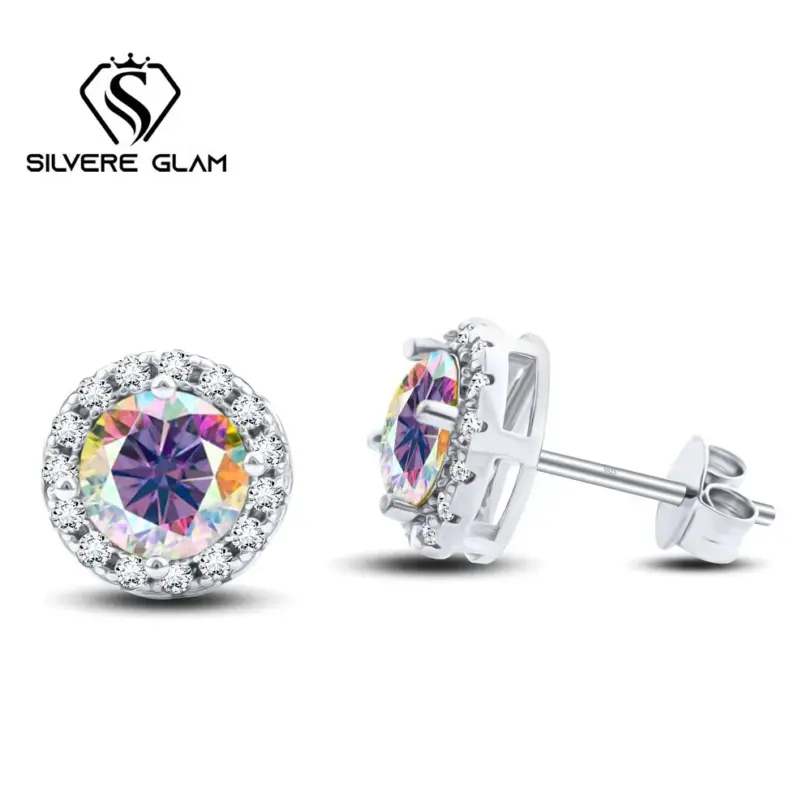 Pendiente brillante de plata de ley S925, 1*2CT, Color D, moissanita, pendientes clásicos para Piercing para mujer, joyería fina para fiesta de boda 3