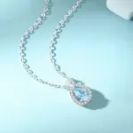 Collar de plata de ley 925 con moissanita TY para mujer, colgante de lágrima azul, moissanita de color D, collar de marca de laboratorio, joyería fina, regalo. 5