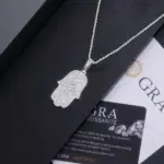 Collar de moissanita de Plata de Ley 925 TY para mujeres y hombres, collar con colgante de Palma de Hip Hop de moissanita completa, joyería fina de Navidad 2