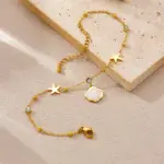 Tobilleras DIEYURO 316L de acero inoxidable amarillo vieira estrella de mar circón para mujer cadenas de pie de estilo marino regalo de joyería impermeable 5