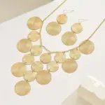 Set de Joyería de 3 Piezas con Discos Dorados para Mujer, Collar con Flecos en Cascada y Pendientes Colgantes con Monedas Texturizadas, Joyería Boho de Moda, Regalo 4