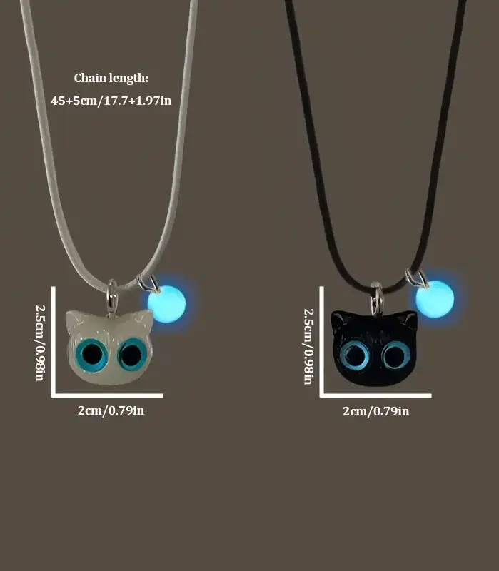 Juego de 4 Uds de pulsera + collar de cuentas de gato luminoso, pulseras elásticas con dijes de cuentas negras con gato, regalo de Halloween/Navidad 2