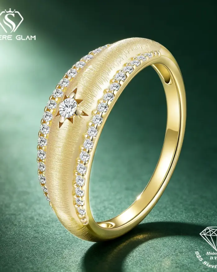 Anillo de plata de ley 925 con moissanita, para mujer y hombre, elaborado en Italia, con acabado cepillado, estilo bohemio y vintage, joya fina, ideal como regalo. 1